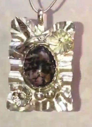 Humming Bird Sterling Silver with Rhodanite Cabachon