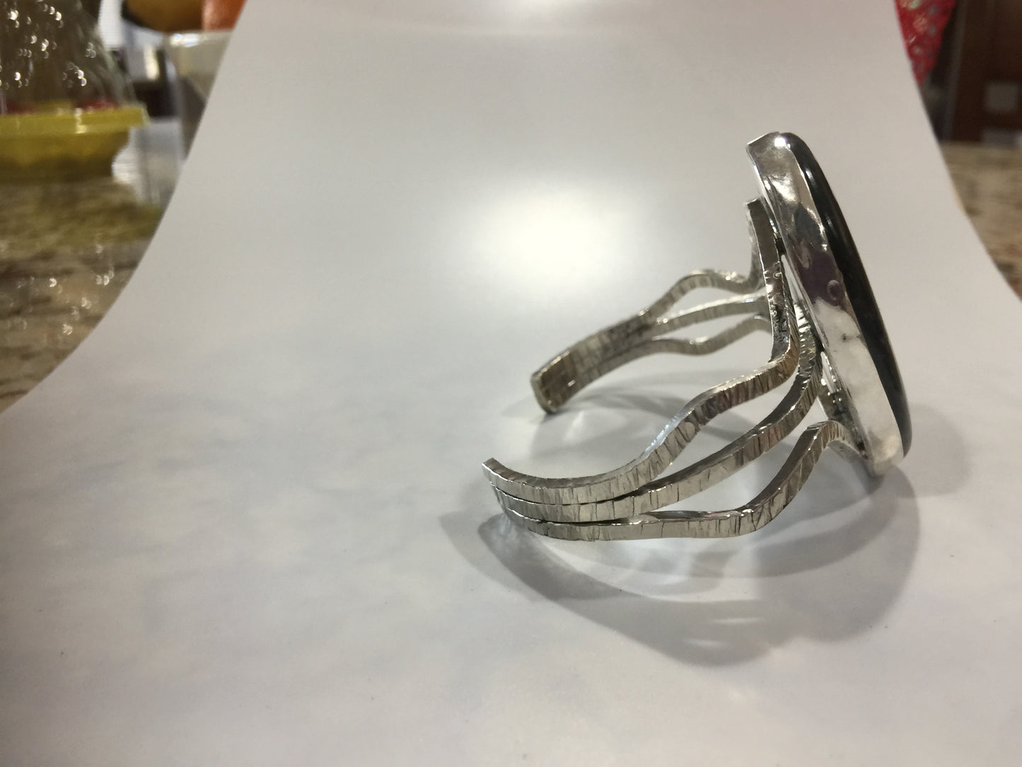 Labradorite Asymmetrical Three Wire Sterling Silver Bracelet