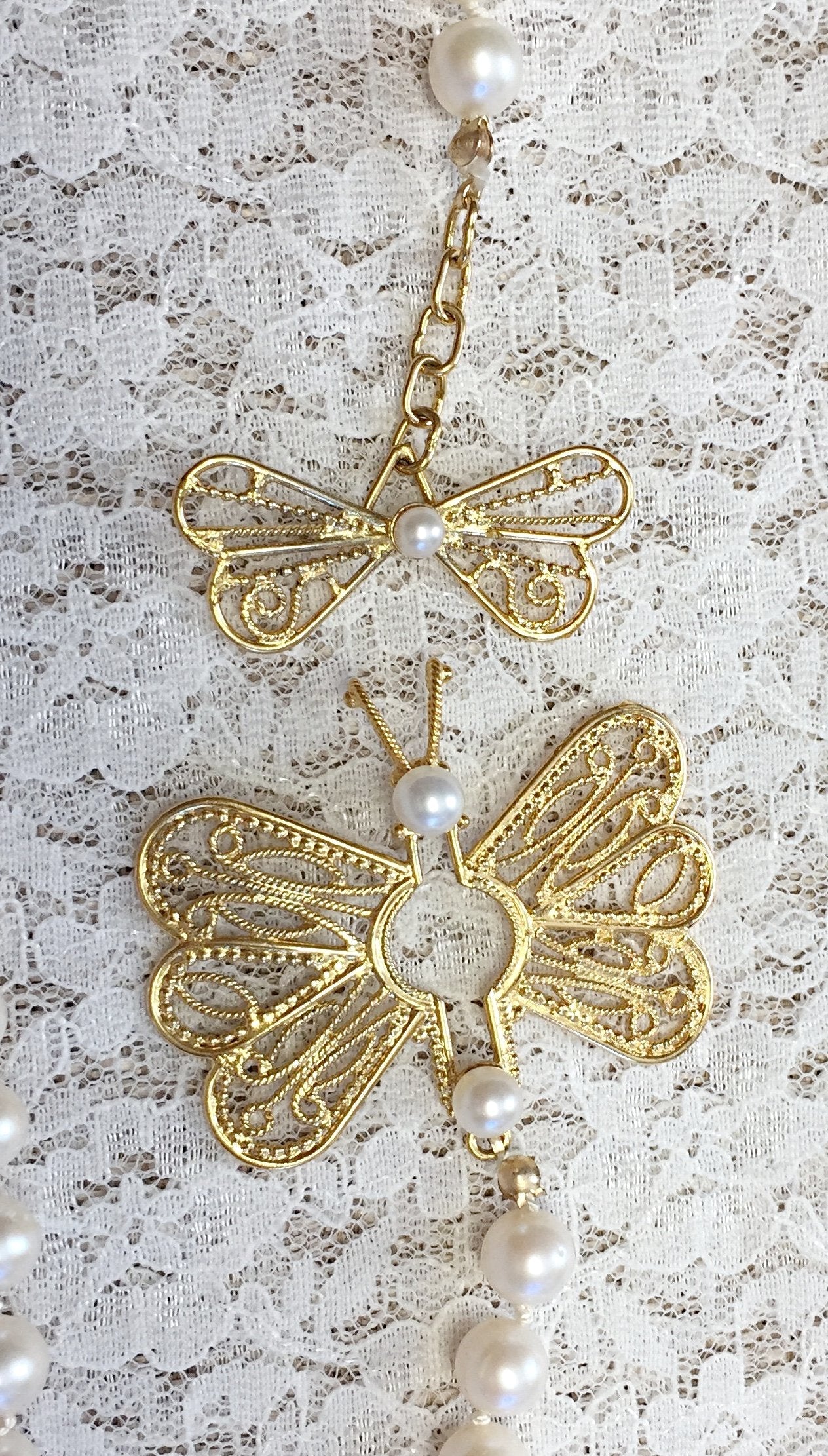 Butterfly & Pearl Necklace