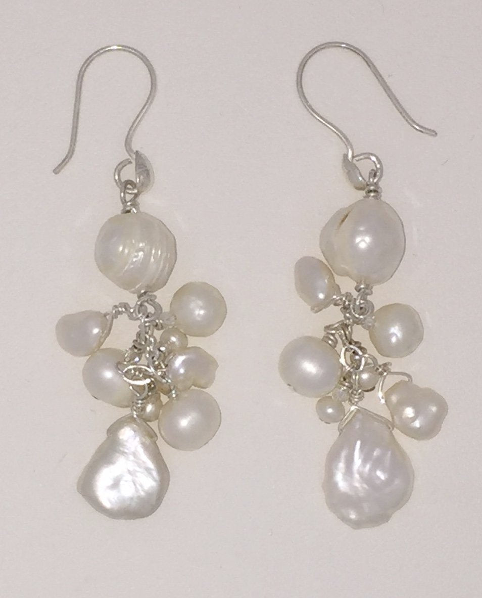 Crystal & Pearl Cluster Earrings