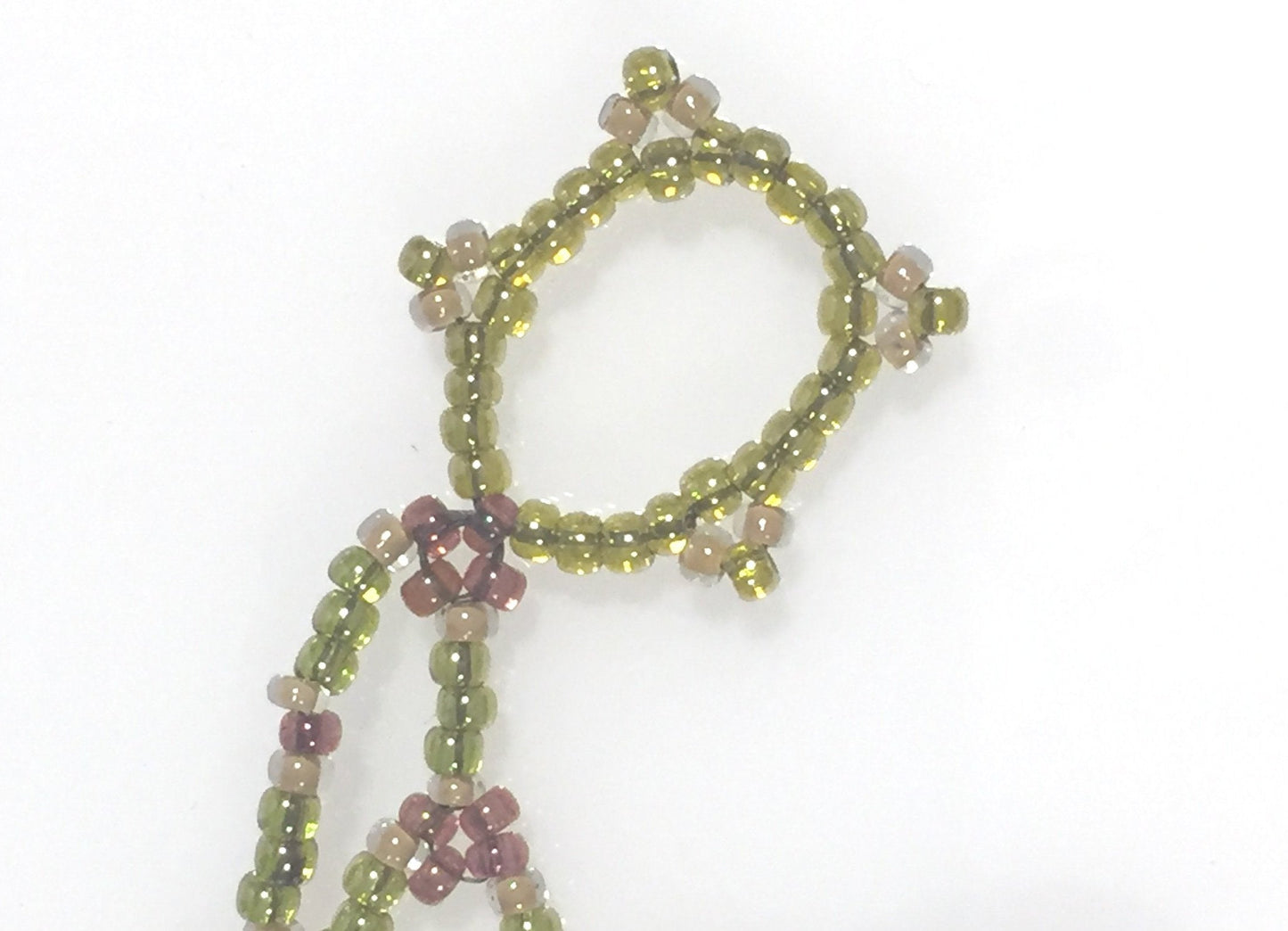 Beaded Scarf, Moss Green, Rose & Burgundy