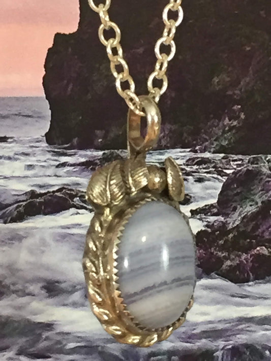 Three Leaves -Blue Lace Agate