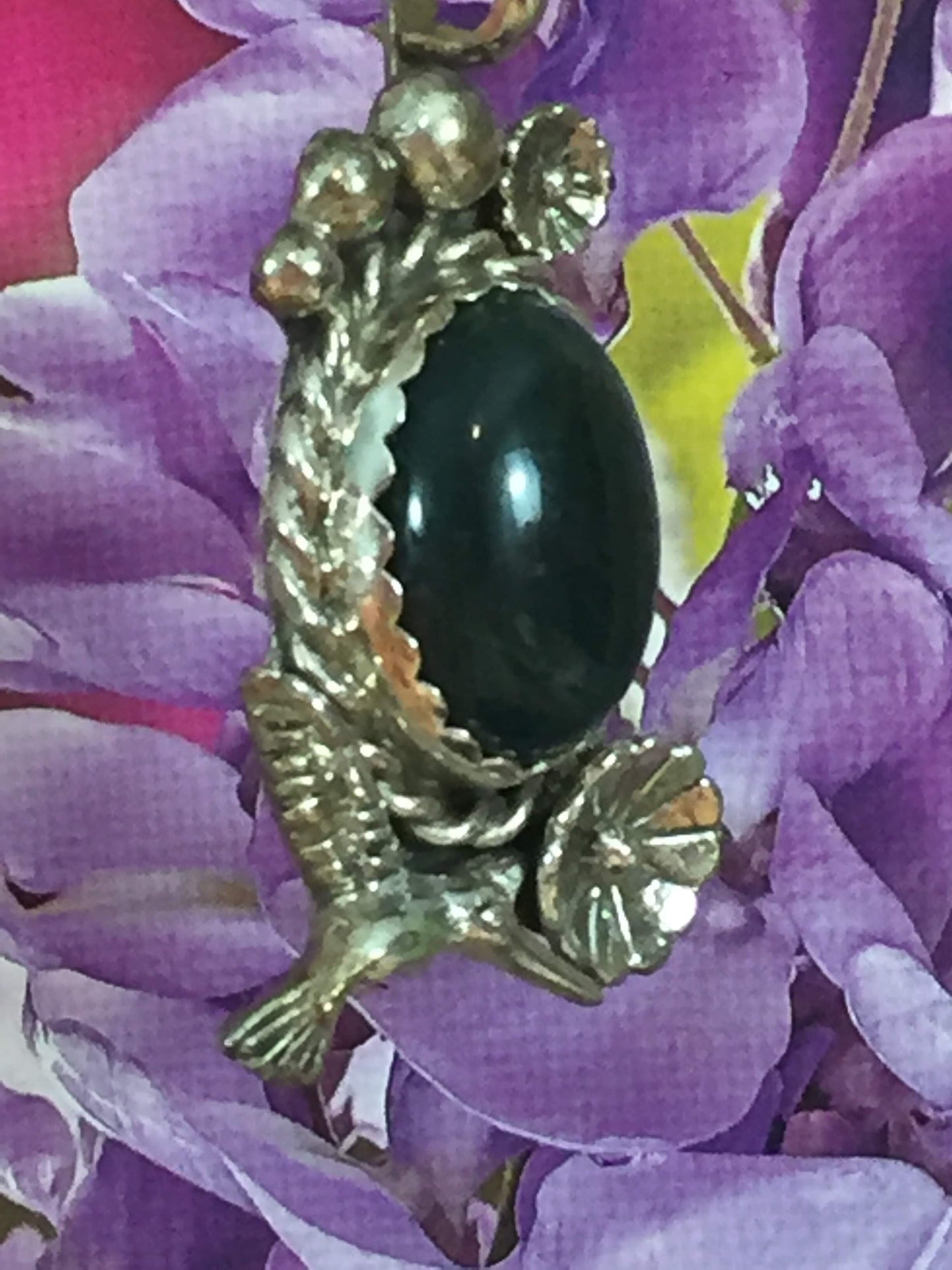 Hummingbird with Flower- Jade Pendant