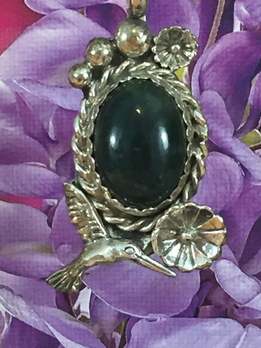 Hummingbird - Jade Pendant Sterling silver