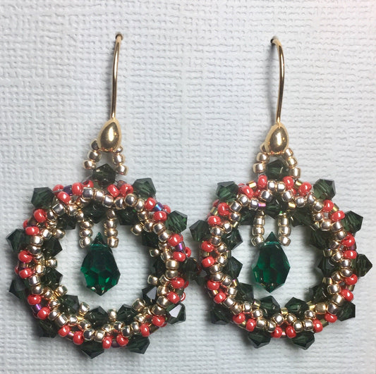 Christmas wreath earrings