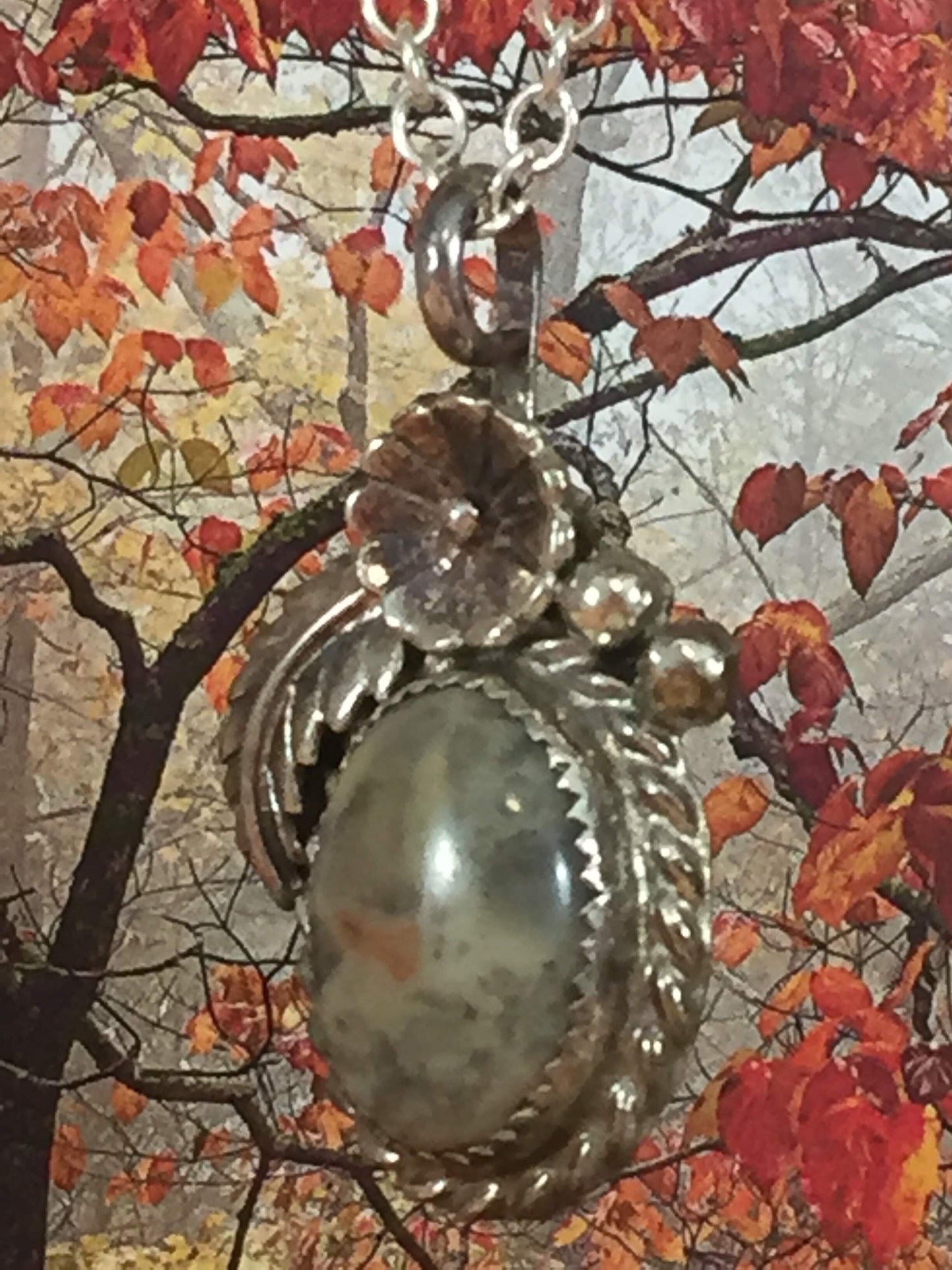 Leaf, Flowers and Raindrops - Agate