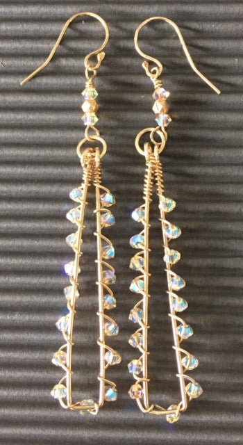Wire wrapped Earrings with Swarovski Crystals