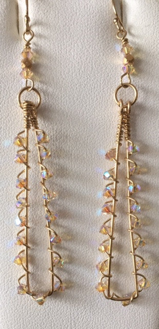 Wire wrapped Earrings with Swarovski Crystals