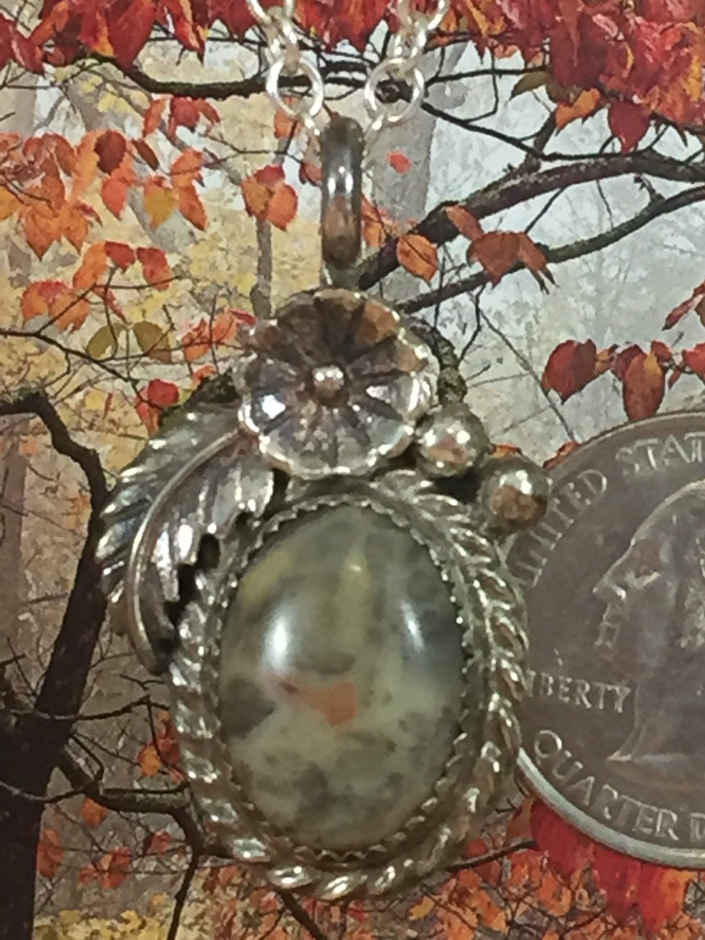 Leaf, Flowers and Raindrops - Agate