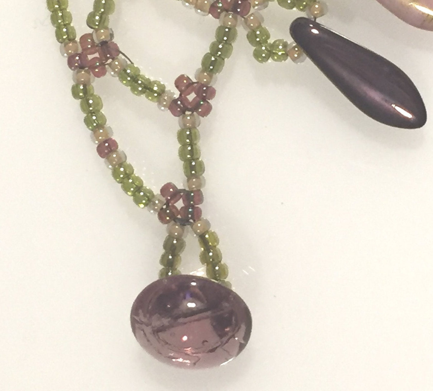Beaded Scarf, Moss Green, Rose & Burgundy