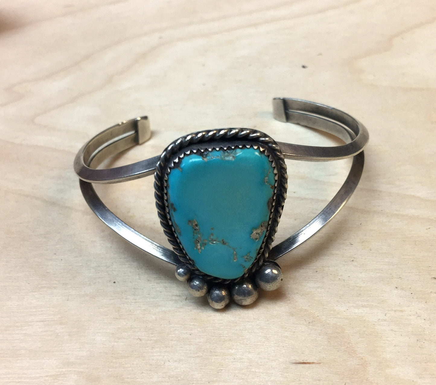 Two Wire Turquoise & Silver Bracelet - Old Pawn