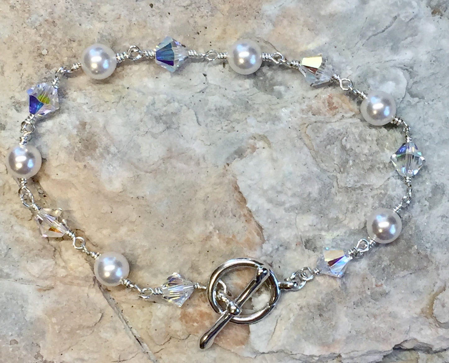Swarovski Pearls & Crystals wire wrapped Bracelet