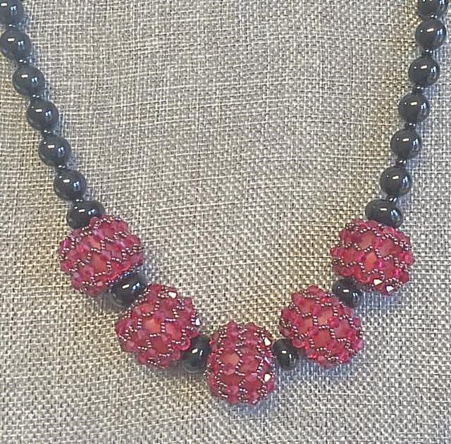 Swarovski Crystal beaded bead & Onyx necklace