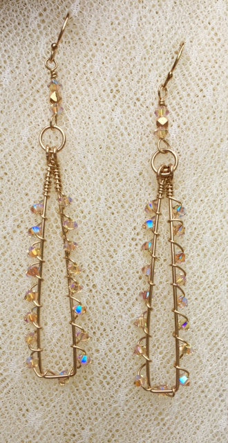 Wire wrapped Earrings with Swarovski Crystals