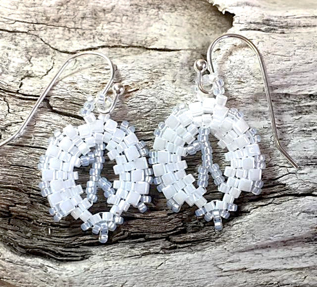 White & silver-lined beads